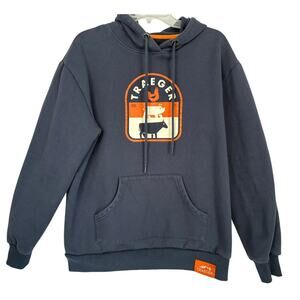 Traeger Grill Animal Stack Hoodie Mens Large Navy Blue Orange Pullover